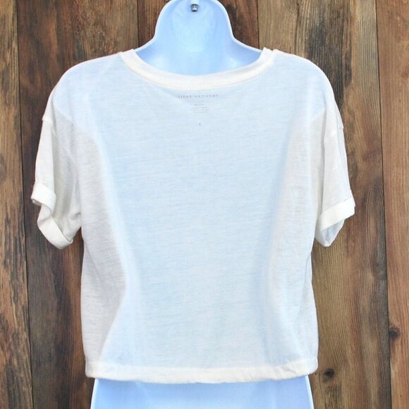 American Eagle Women's S Drawstring Cropped Tee Cream/White - Picture 2 of 3